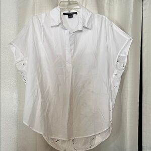 White Collared Shirt with Lace Back